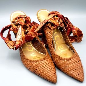 Woven Tie Up Slingback